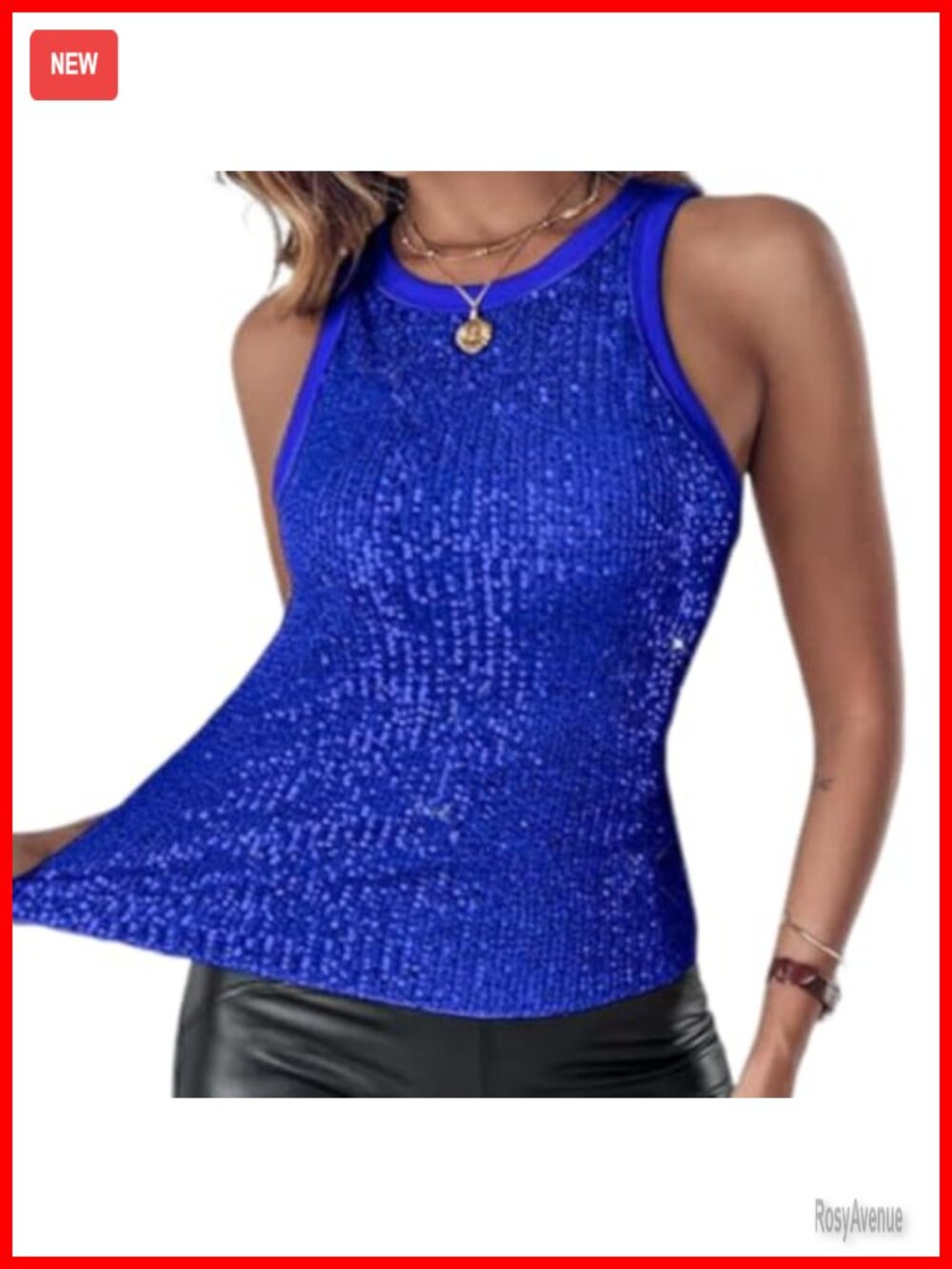 Sequin Sparkle Sleeveless Tank Top Glitter Camisole Party Top